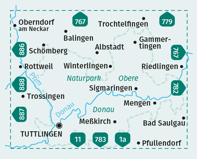 Immagine prodotto Mappa escursionistica 781 Parco Naturale dell'Alto Danubio - Albstadt - Tuttlingen - Sigmaringen