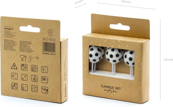 Image du produit Partydeco Bougies d'anniversaire Football (6 x)