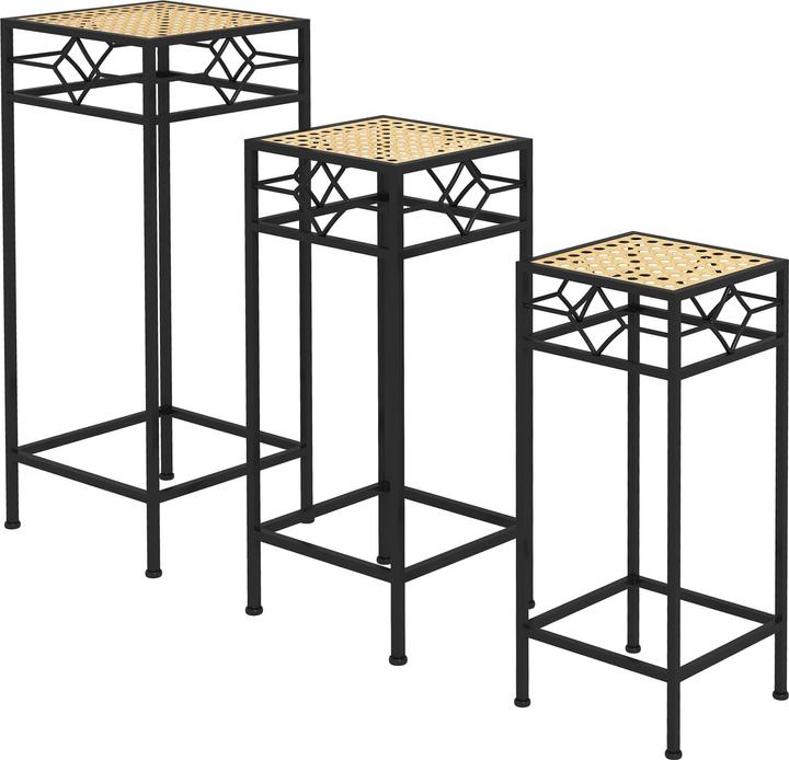 Image du produit Outsunny Set de supports pour fleurs avec plateau en osier
