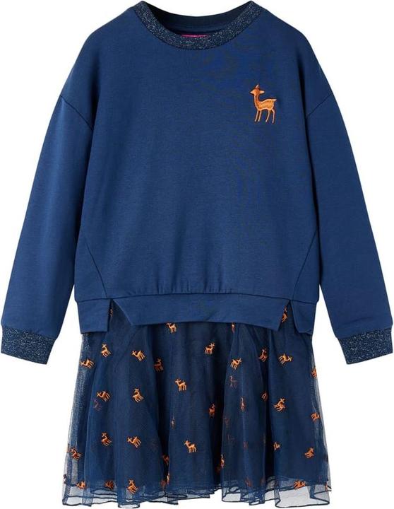 Produktbild VidaXL Kinderkleid mit Langen Ärmeln Marineblau 104,Material: 95 (104)