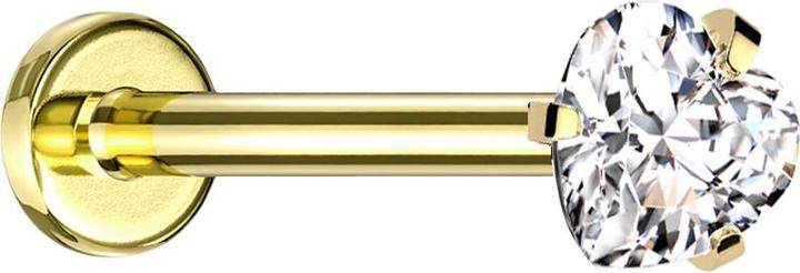 Star Piercing Micro Labret Innengewinde vergoldet Kristallherz silber gefasst (Titan G23, ohne Messing)