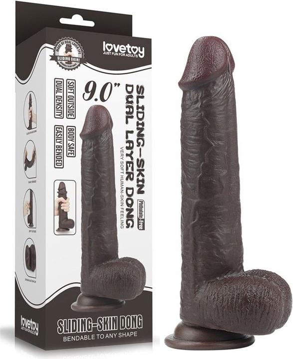Actual product image Lovetoy Sliding Skin Dual Layer Dildo 23cm