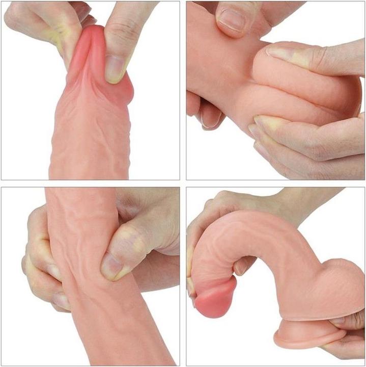 Actual product image Lovetoy Dual Layered Silicone Dildo 8.0"