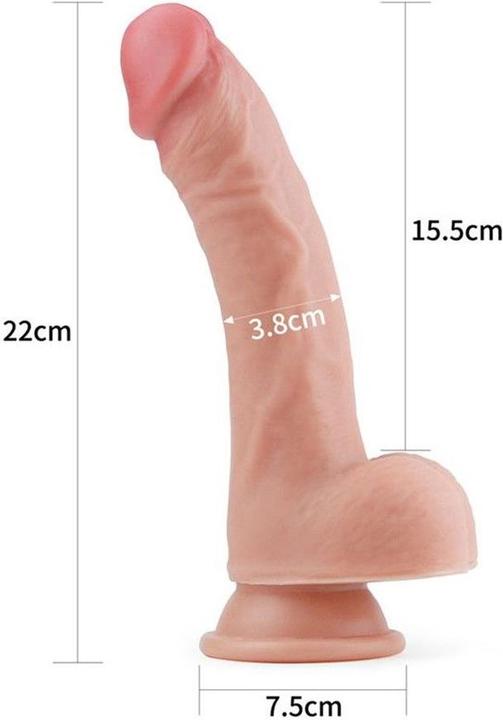 Actual product image Lovetoy Dual Layered Silicone Dildo 8.0"
