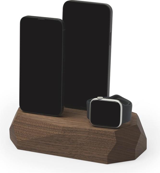 Image du produit Oakywood Triple Dock pour iPhone - Walnoot - Oplader Telefoon - Aripods - Apple Watch