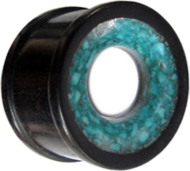 Star Piercing Tunnel mit Türkis Stein Einlage aus Eisenholz (Organisch, ohne Messing, Mineralisch)