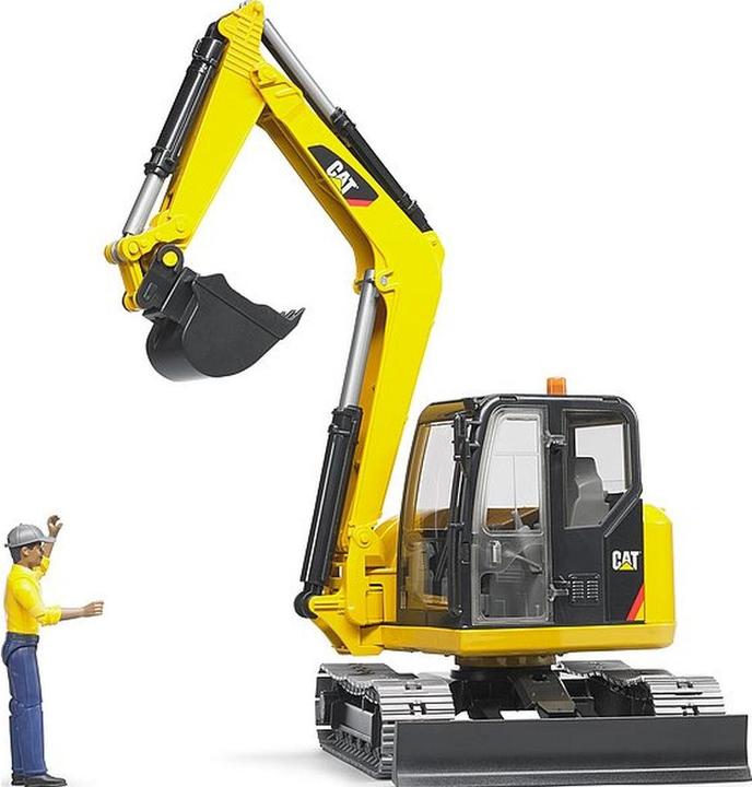 Actual product image Bruder Cat mini excavator with construction worker