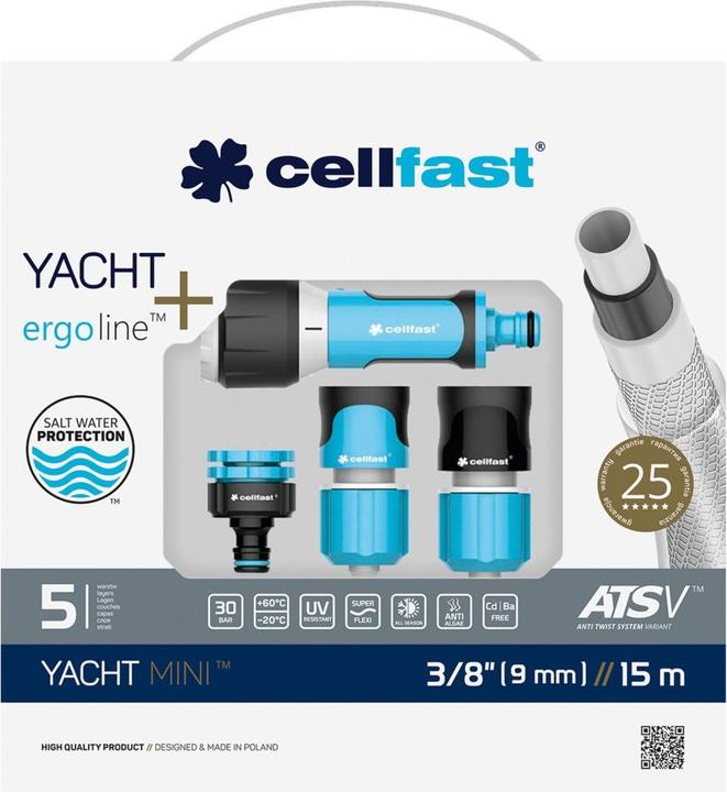 Cellfast Kit da giardino 15m 3/8" con teste Yacht Mini (15 m, 9 mm)
