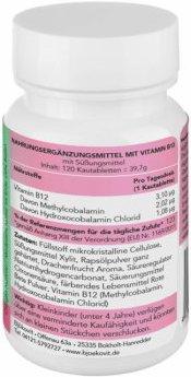 Nutritional values and ingredients BjökoVit Vitamin B12 chewable tablets for children (120 Piece, Pills, 39.70 g)
