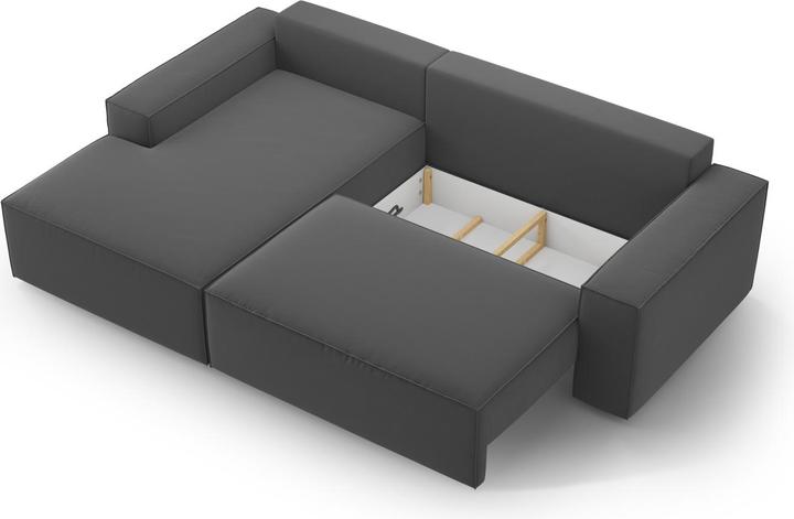 Image du produit Micadoni Canapé D'Angle Gauche Velours Convertible Avec Coffre De Rangement, "Jodie", 3 Places, 246x151x86 Fa (Canapé d'angle)