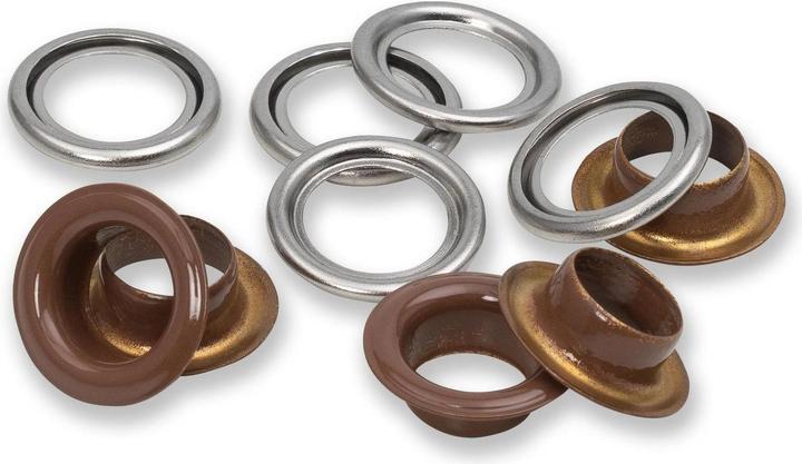 Image du produit Prym Oeillets avec rondelles MS, brun foncé-argenté 11 mm, 20 pcs.