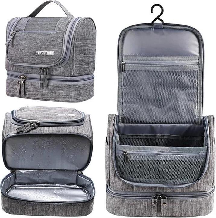 Produktbild Only-Bags.Store Necessaries Hanging Make Up Bag Travel Organizer Kosmetiktaschen Wash Toiletry Bag, grau
