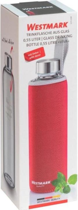 Produktbild Westmark Trinkflasche »Viva« aus Glas 0,55 l, mit Cover, rot, sb (0.55 l)