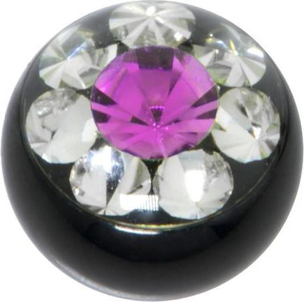 Bijouteria Piercingverschluss (Chirurgenstahl 316L, PVD Beschichtung (schwarz), Premium Kristall)