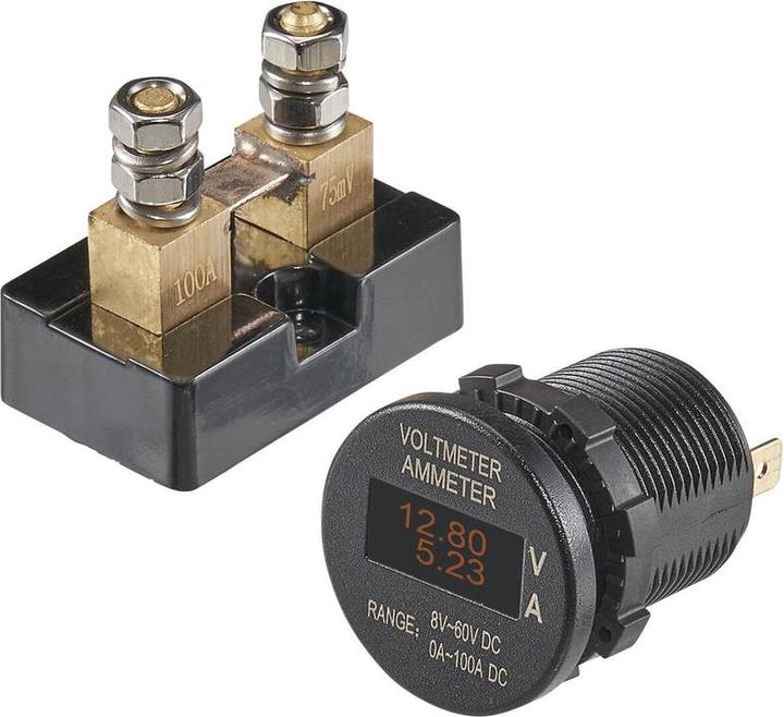 Produktbild Ective OLED Ampere- und Voltmeter-Einbaubuchse mit Shunt 75A
