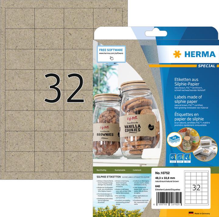 Actual product image HERMA Grass paper labels A4