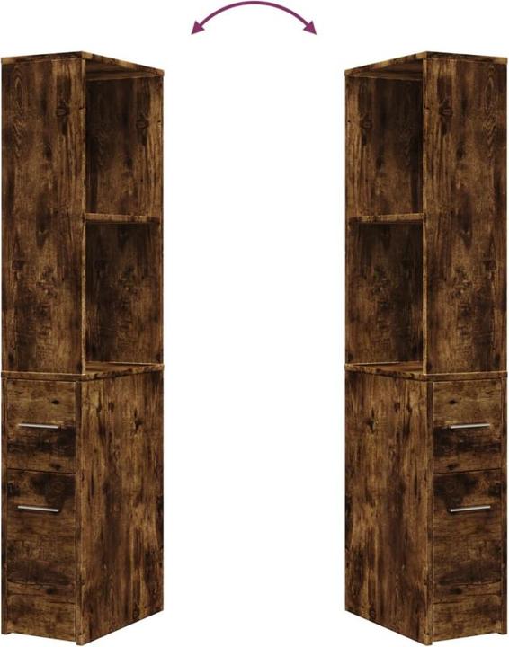 Immagine prodotto VidaXL Armadietto da bagno Armadietto alto Armadietto a nicchia Stretto con rotelle Rovere fumé (22 x 41 x 135 cm)