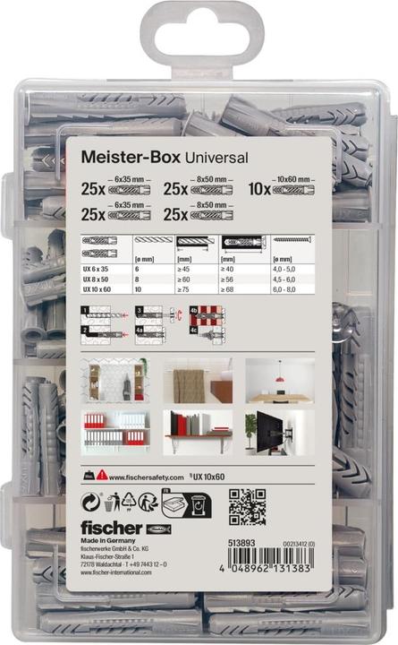Actual product image Fischer Dowel range Meister-Box UX/ (110 pcs.)