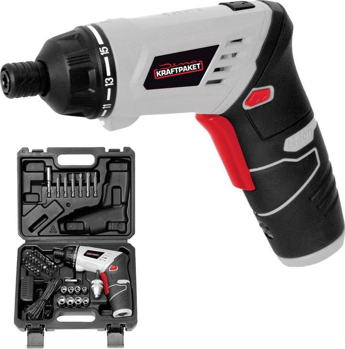 Actual product image Dino Mini cordless screwdriver set Multiplex 3.6V 5Nm 41 pcs. (Rechargeable battery operated)