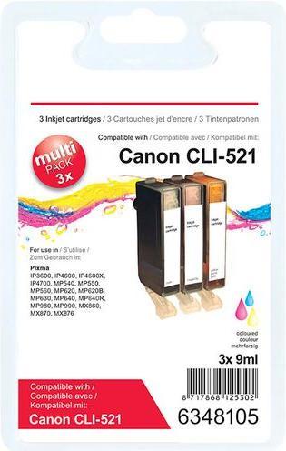 Actual product image Office Depot Ink Cartridge Compatible Canon CLI-521C/M/Y Cyan, Magenta, Yellow