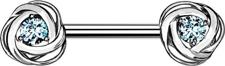 Image du produit Star Piercing Barbell silber Rosenblüte Kristall aqua (Acier chirurgical 316L, Laiton)