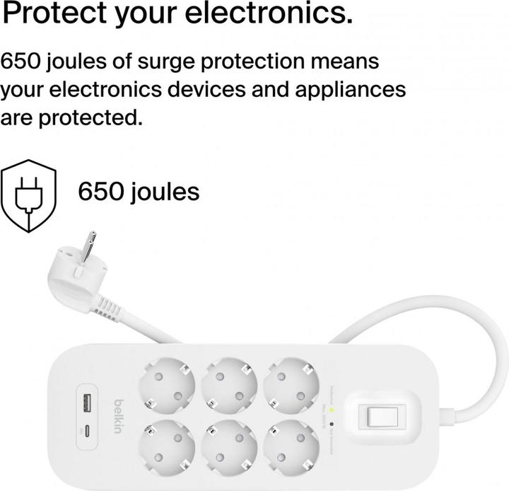 Produktbild Belkin Surgemaster Überspannungsschutz (6 x, CEE 7/3, 2 m)