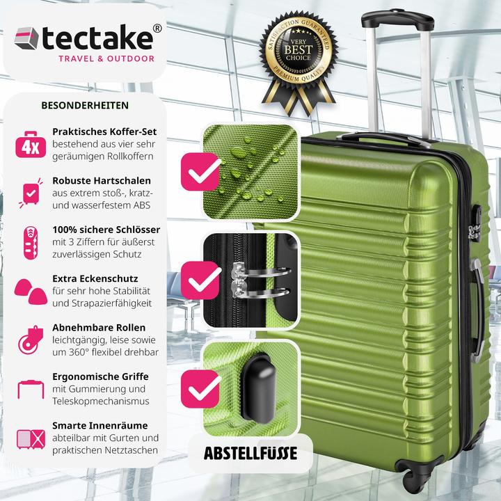 Produktbild tectake Hartschalenkofferset (106 l, Handgepäck (bis 50l), M (50 - 90l), L (90 - 115l))