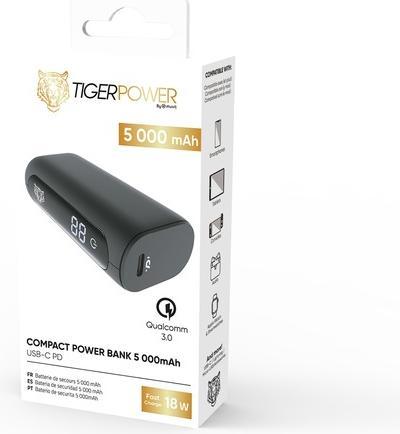 Image du produit Muvit Tiger Powerbank 5000mah Pd + Qc Avec 2 Cable Type C Noir (5000 mAh, 18 W)