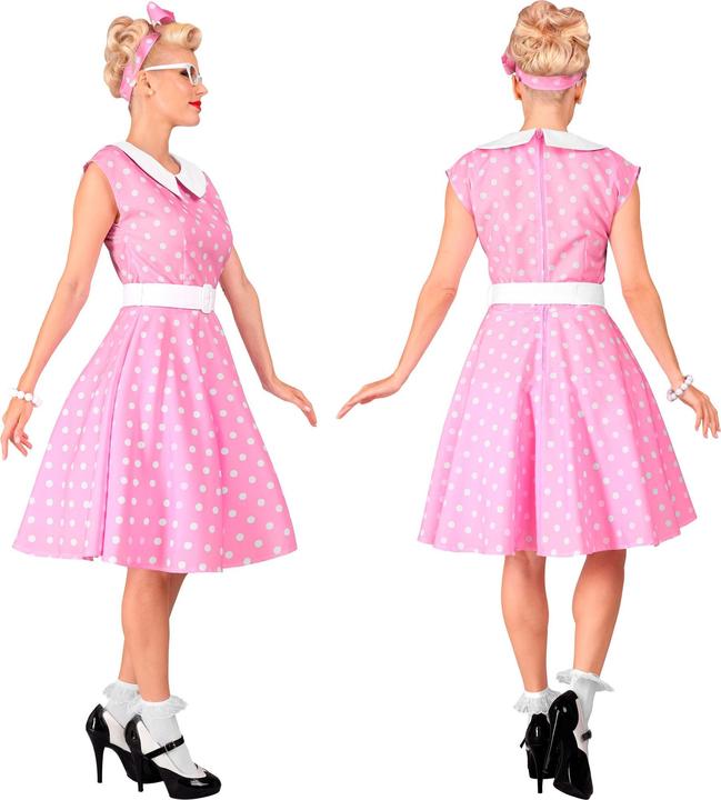 Produktbild Widmann 50er JAHRE ROCK'N'ROLL MODE ROSA (Kleid mit Petticoat, Gürtel, Haarband), M (M)