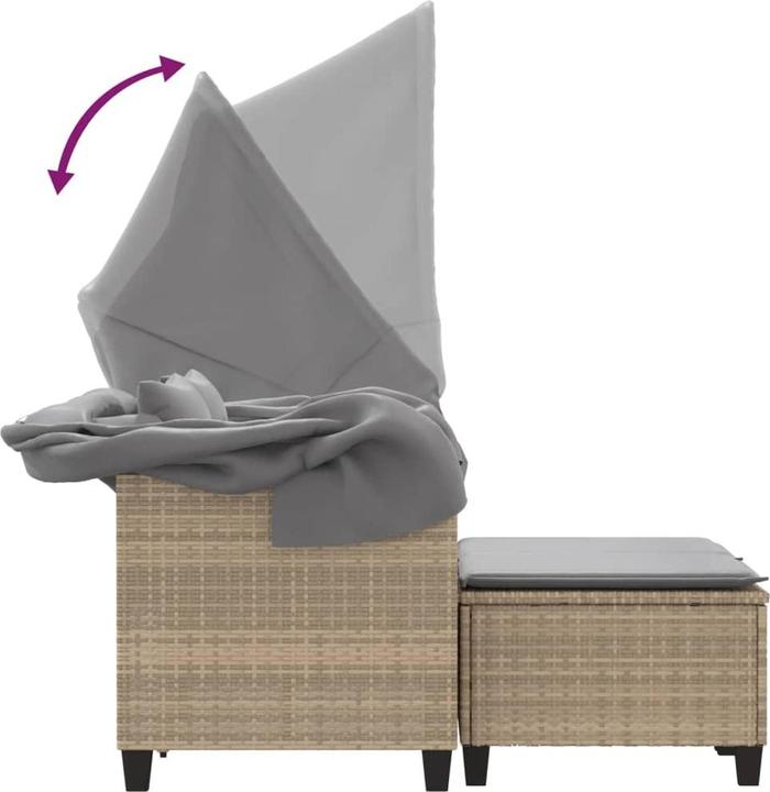 Image du produit VidaXL Canapé de jardin 2 places avec toit et poufs