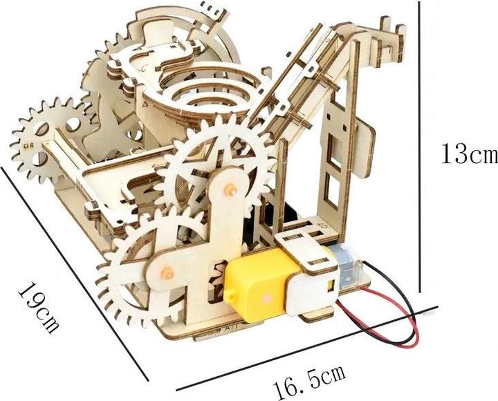Image du produit The Toy Company 3D Holz Kugelbahn, Murmelbahn Puzzle aus Holz, batteriebetrieben