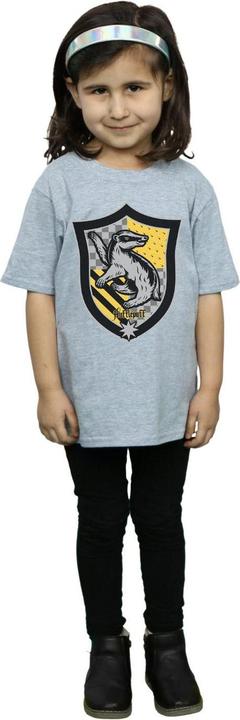 Actual product image Girls Hufflepuff Crest Flat Cotton T-Shirt (140, 146)