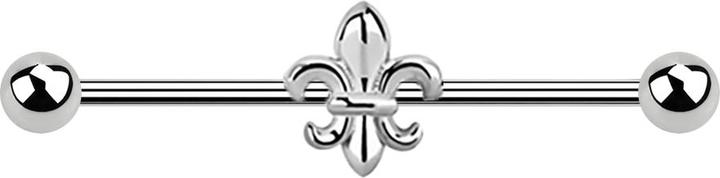 Actual product image Star Piercing Barbell silver lily with two balls (Surgical steel 316L, without brass)