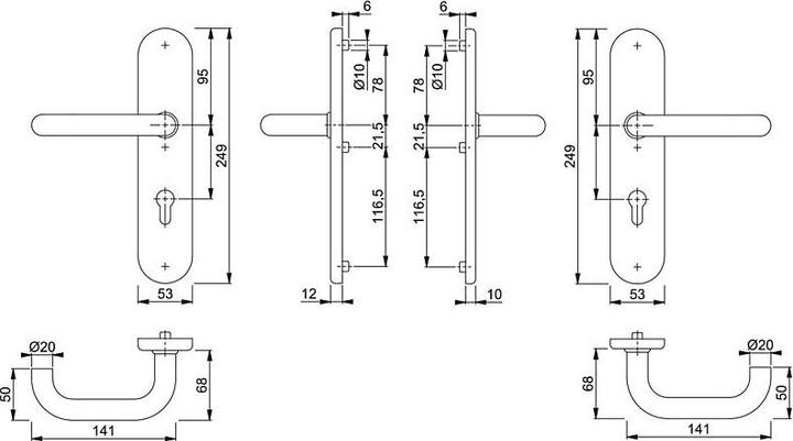 Immagine prodotto Hoppe Set di protezione Paris E138Z/3331/3310 in acciaio inox F69 92 mm 67-72 mm (Set di porte)