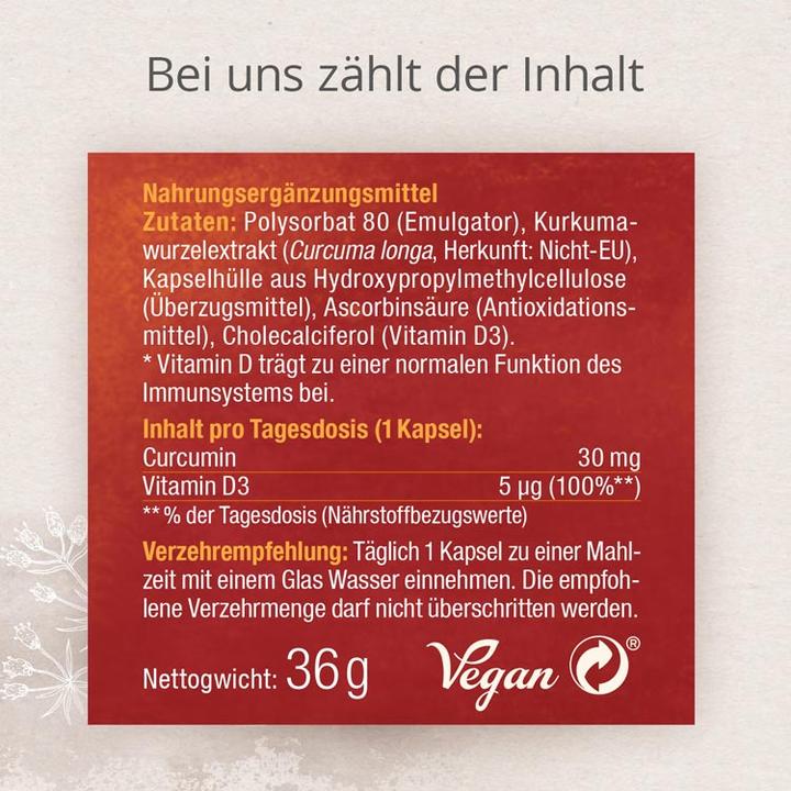 Nährwerte und Zutaten Effective Nature Curcumin Forte Kurkuma (60 Stück, Kapseln, 200 g)