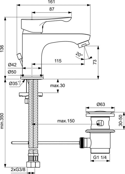 Immagine prodotto Ideal Standard Miscelatore per lavabo con set di scarico a manopola