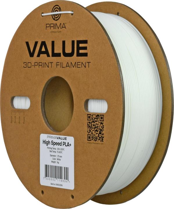 Produktbild Prima Creator PrimaValue PLA+ High Speed -filamentti 3D -tulostimeen,, valkoinen (PLA, 1.75 mm, 1320 g, Weiss)