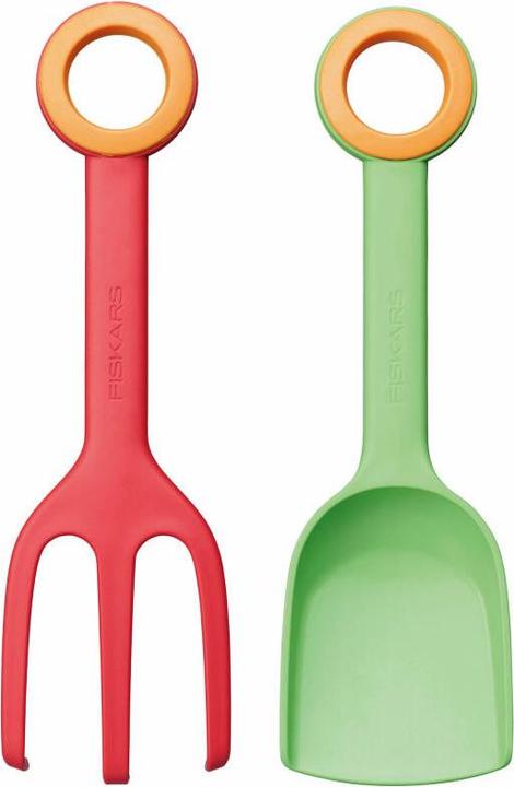 Produktbild Fiskars Kinder-Blumenkelle und Kinder-Pflanzgabel, 2-in-1-Set, Länge: 24 cm, Glasfaserverstärkter Ku