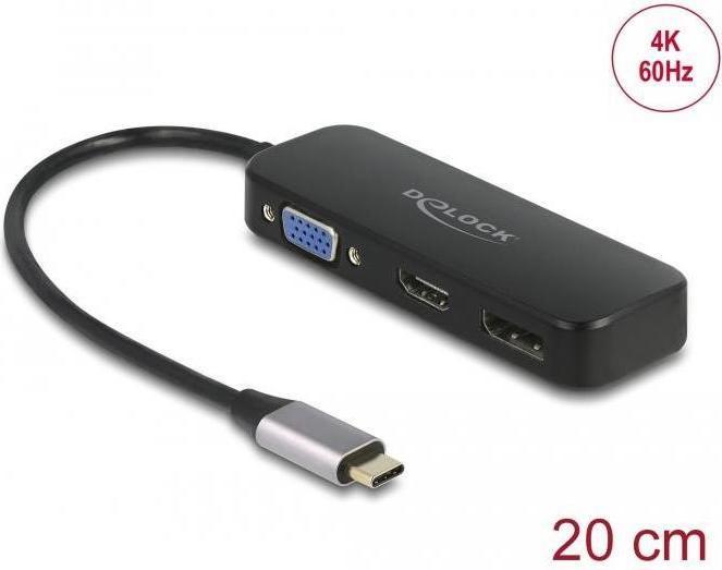 Produktbild Delock USB Type-C™ Adapter zu VGA / HDMI / DisplayPort 4K 60 Hz (USB Typ-C, HDMI, 16 cm)