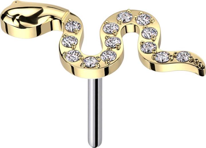 Produktbild Star Piercing Threadless Schlange vergoldet Kristalle silber (ohne Messing, Titan G23)