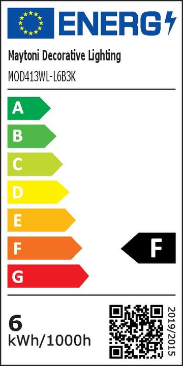 Energie-Label Maytoni Rotta LED Wandleuchte, Wandlampe 6W Schwarz Warmweiss (400 lm)