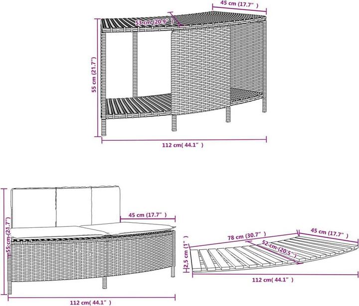 Produktbild VidaXL Whirlpool Umrandung Poolumrandung Poolverkleidung Schwarz Poly Rattan