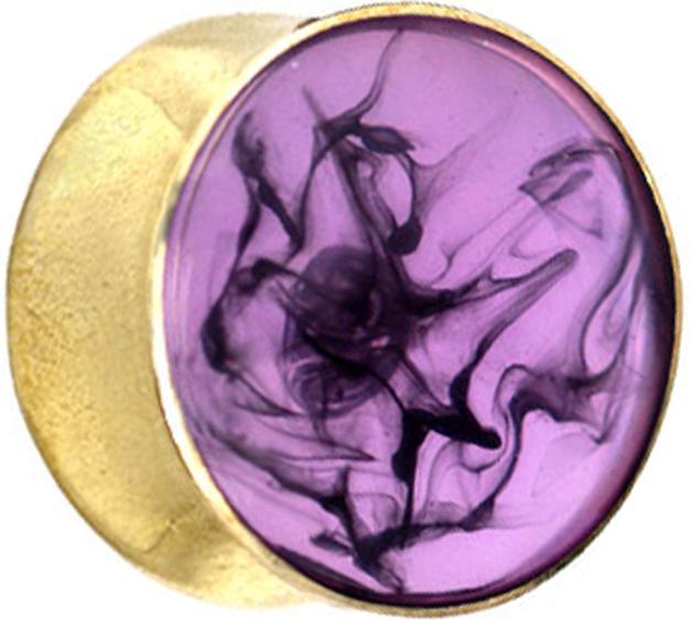 Image du produit Star Piercing Flared Plug doré coloration violette époxy transparent (Organique, Laiton)