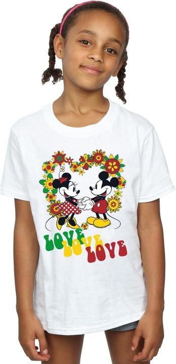 Actual product image Disney Girls Mickey And Minnie Mouse Hippie Love Cotton T-Shirt (152, 158)