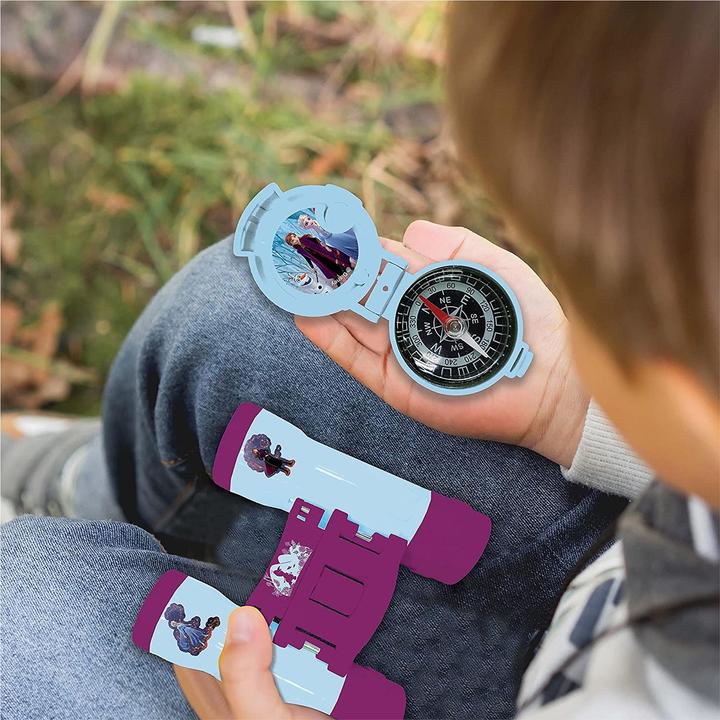 Actual product image Lexibook Disney Frozen adventure set with 2 walkie talkies up to 120m range, binoculars, torch, compass