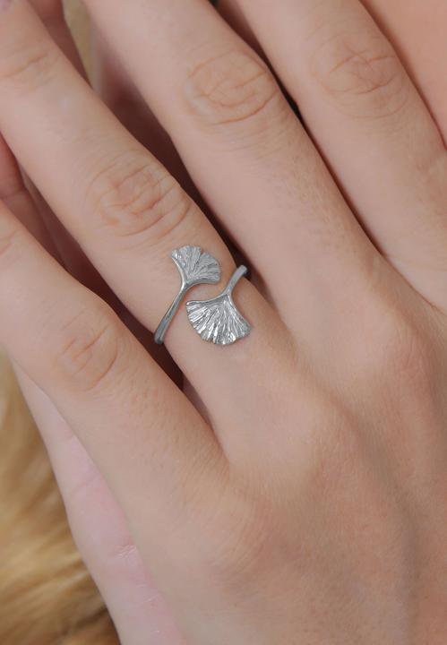 Produktbild Elli Ginkgo Blatt Design Offen Verstellbar (54, 925 Silber)