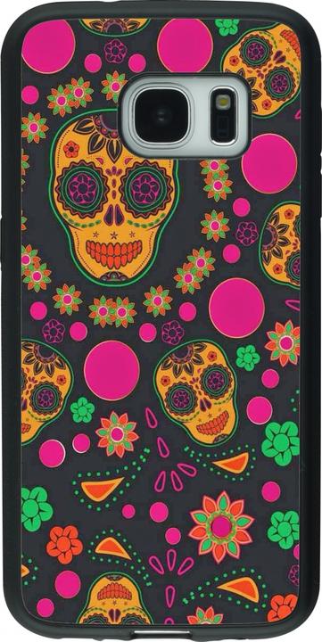 Produktbild PhoneLook Hülle Silikon schwarz Halloween 22 colorful mexican skulls (Samsung Galaxy S7)