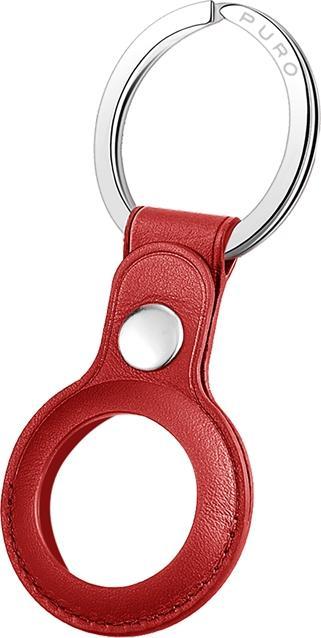 Actual product image Deltaco Puro SKY Apple Airtag key ring with leather case - Red