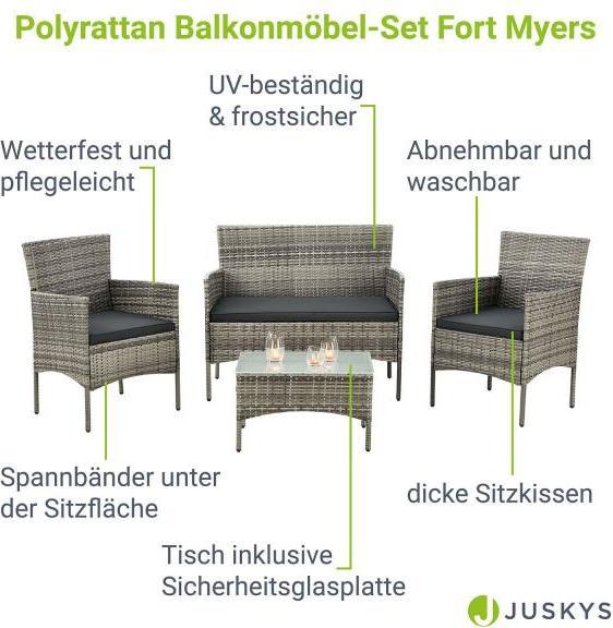 Produktbild Juskys Polyrattan Sitzgruppe Fort Myers