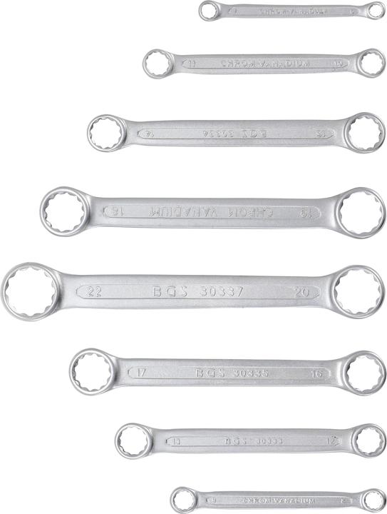Actual product image BGS Double Ring Spanner Set extra flat 6 - 22 mm 8 pcs. (22 mm, 19 mm, 7 mm, 15 mm, 13 mm, 17 mm, 9 mm, 11 mm, 18 mm, 14 mm, 6 mm, 12 mm, 21 mm, 16 mm, 20 mm, 10 mm, 8 mm)